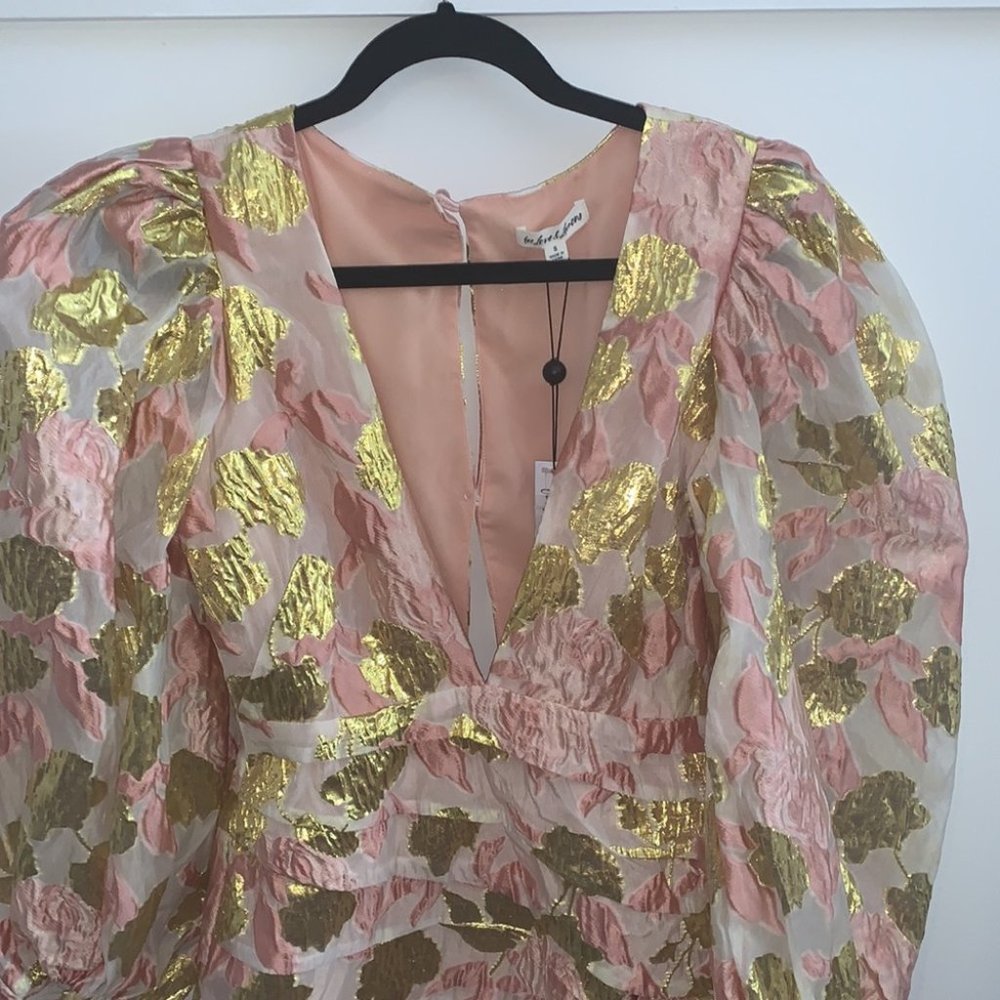 For Love and Lemons x Victoria’s Secret floral plunging neckline ruched dress S - Picture 2 of 16